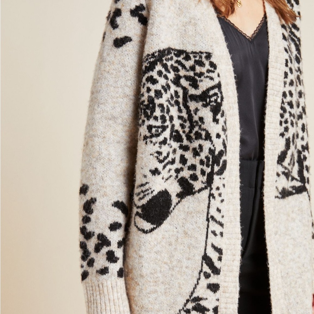 Lucerne Leopard Print Cardigan Sweater Anthropologie